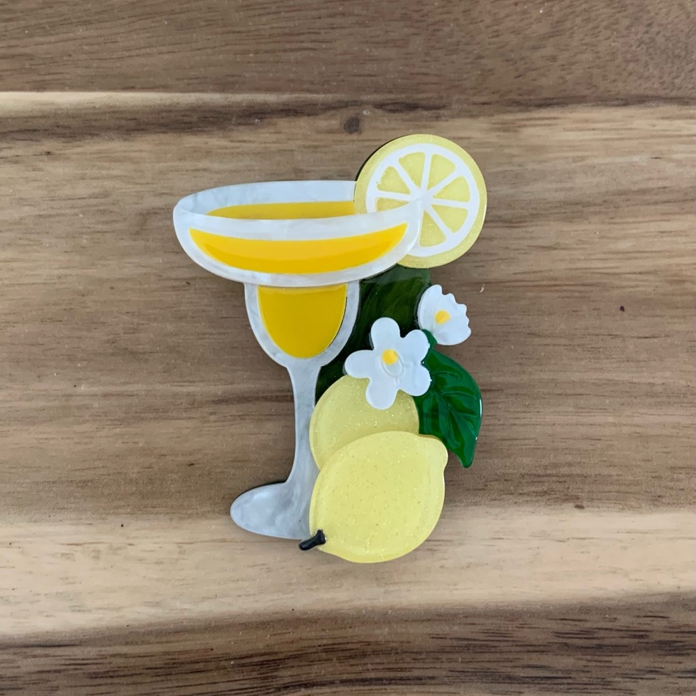 Erstwilder Digestif Italiano Brooch lemon drink cocktail pin NWOT